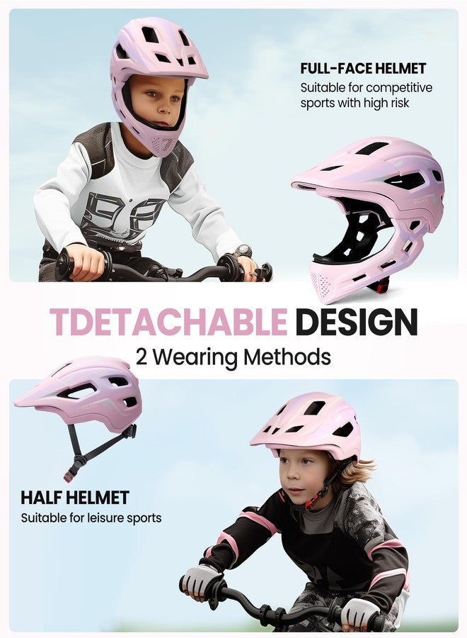OutdoorMaster Kids Full Face Helmet - Adjustable Toddler Bike Helmet with Detachable Chin Pad - Suitable for Mountain & Road Cycling - Pink, XS - Image 2